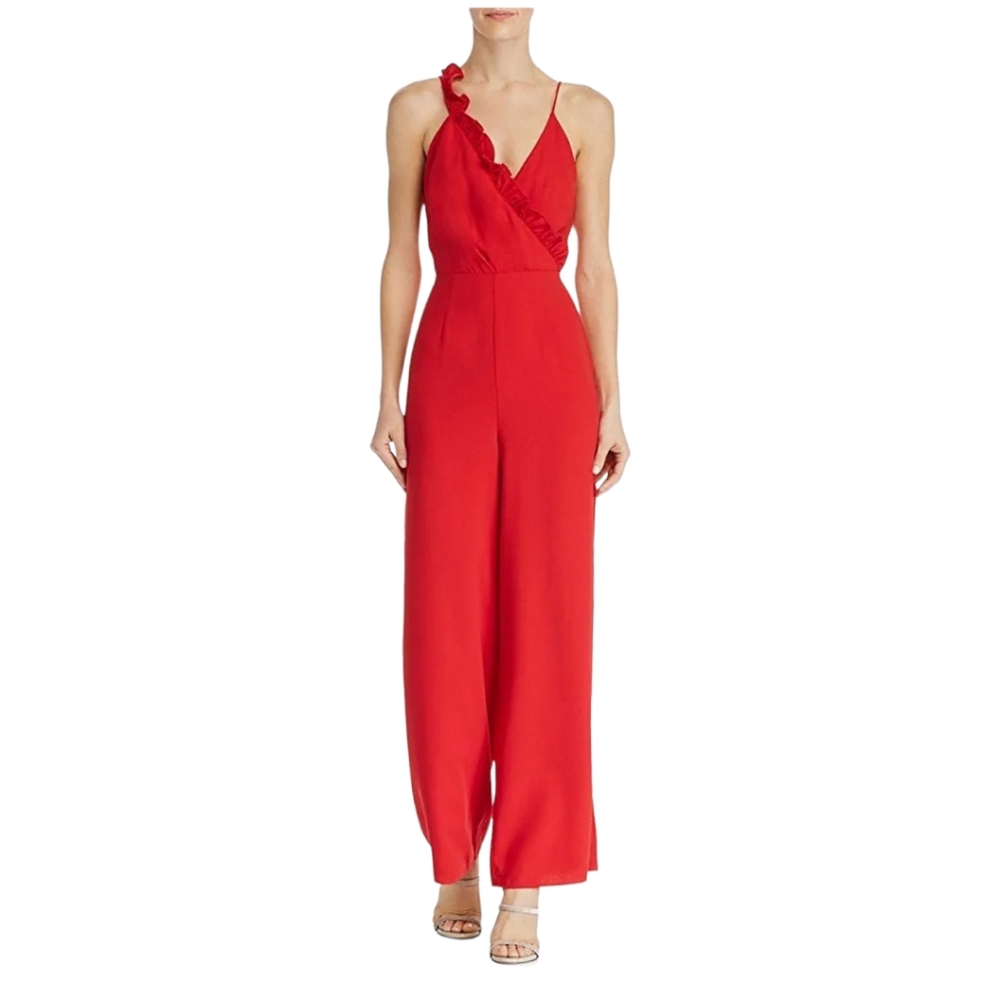 Keepsake The Label Forget You Jumpsuit Chili Red High Waist Wide Leg Sz XL NWOT